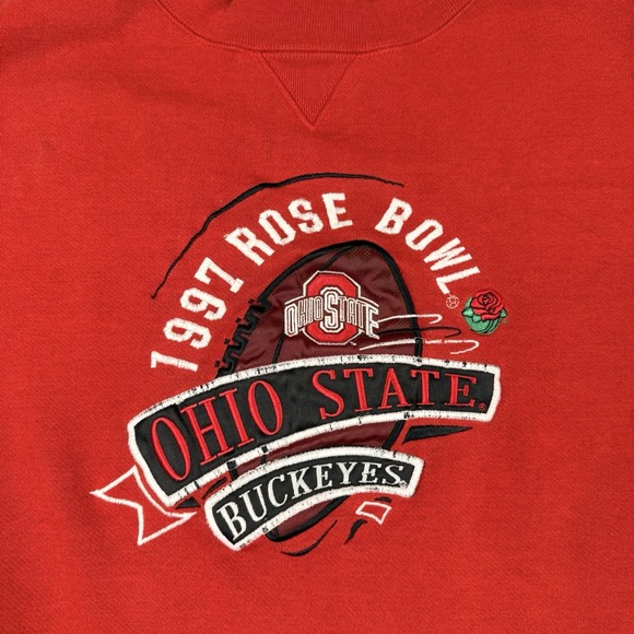 VTG Ohio State Buckeyes Sweatshirt Mens XL Red 1997 Rose Bowl All Embroidered - Picture 2 of 14